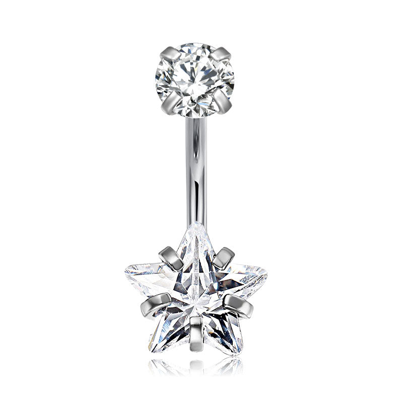 CZ Star Belly Navel Ring