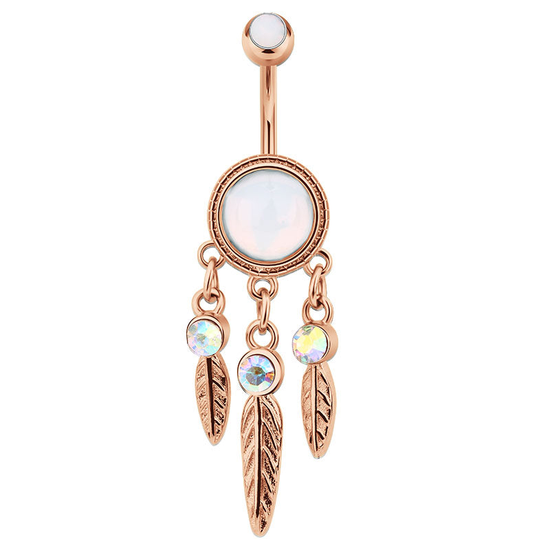 Dream Catcher dangle Belly Rings Rose Gold