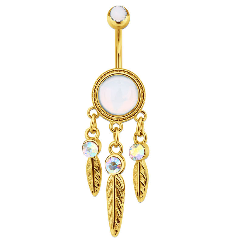 Dream Catcher dangle Belly Rings Gold