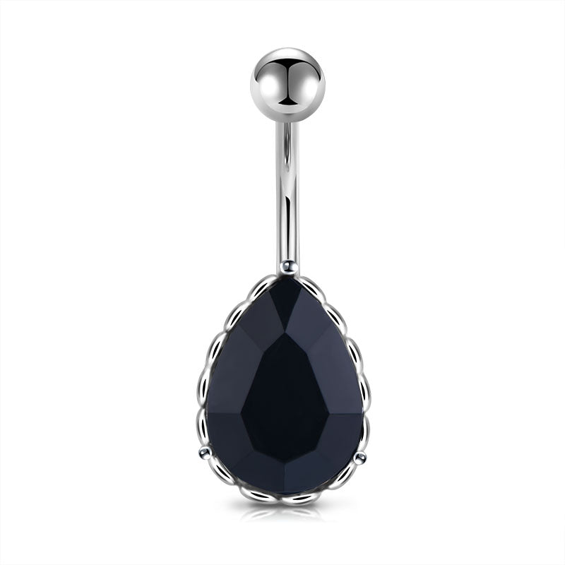 Black Water drop CZ Belly Ring