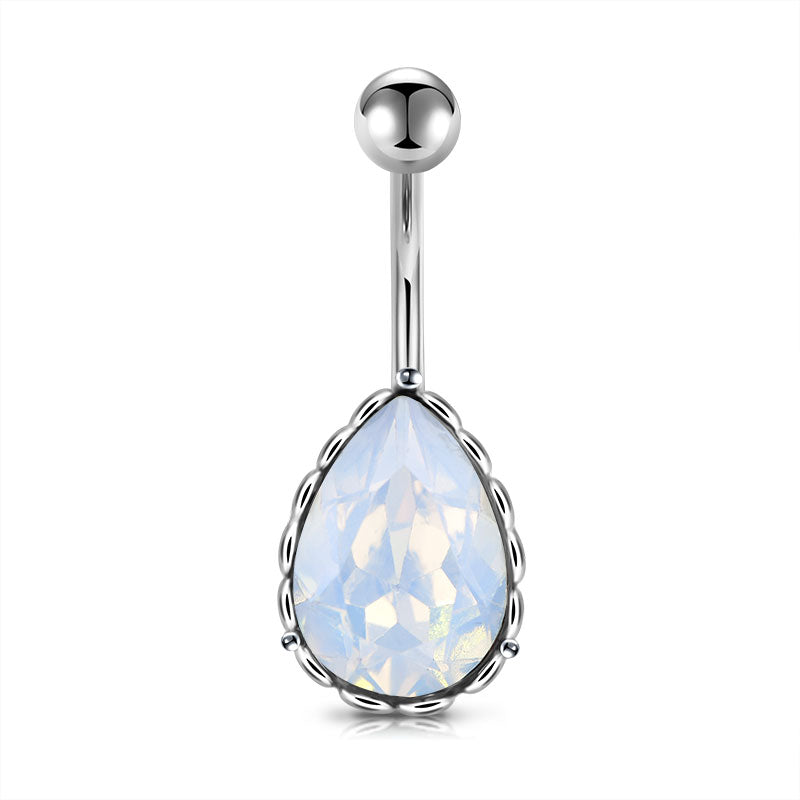 White Water drop CZ Belly Ring
