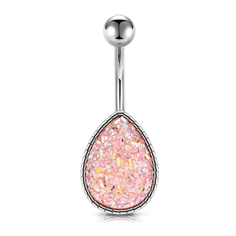 Light Pink Sand Glitter Belly Button Ring