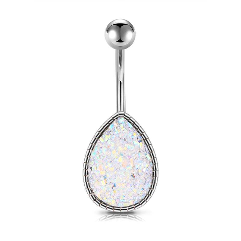 White Sand Glitter Belly Button Ring