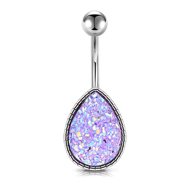 Purple Sand Glitter Belly Button Ring