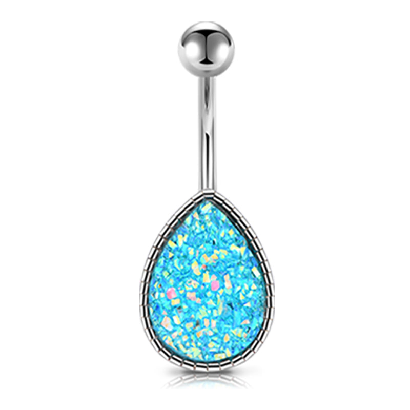 Blue Sand Glitter Belly Button Ring