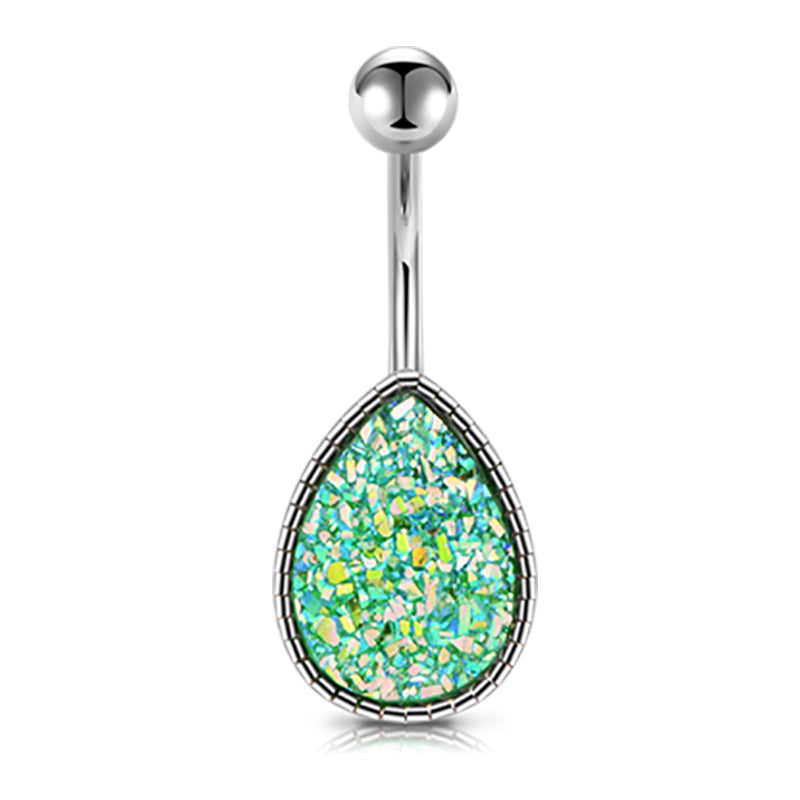 Green Sand Glitter Belly Button Ring
