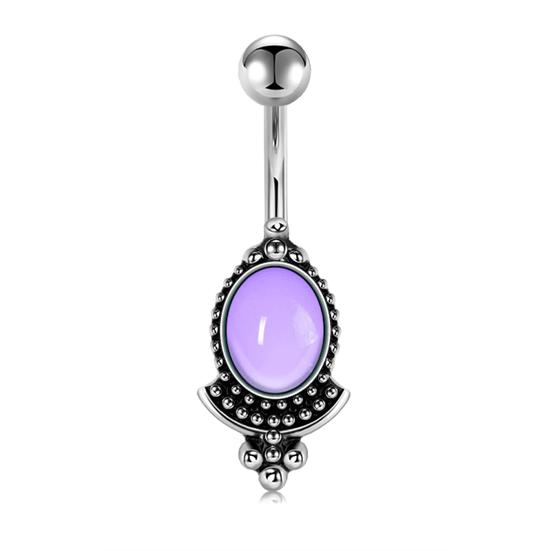 Vintage Purple Oval Belly Ring