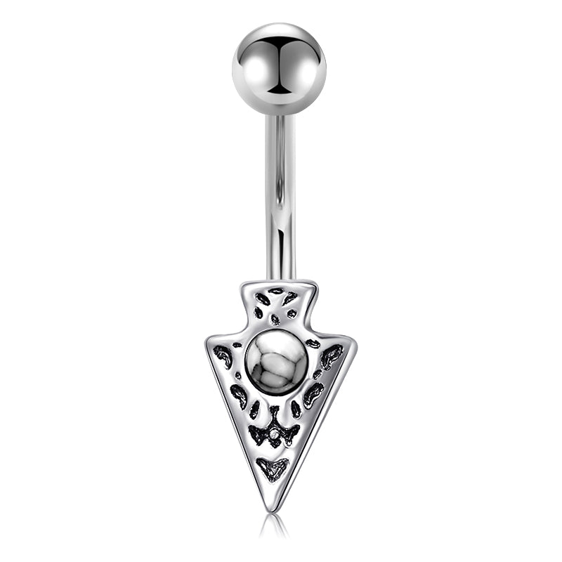 Vintage Arrow Belly Ring white turquoise Stone