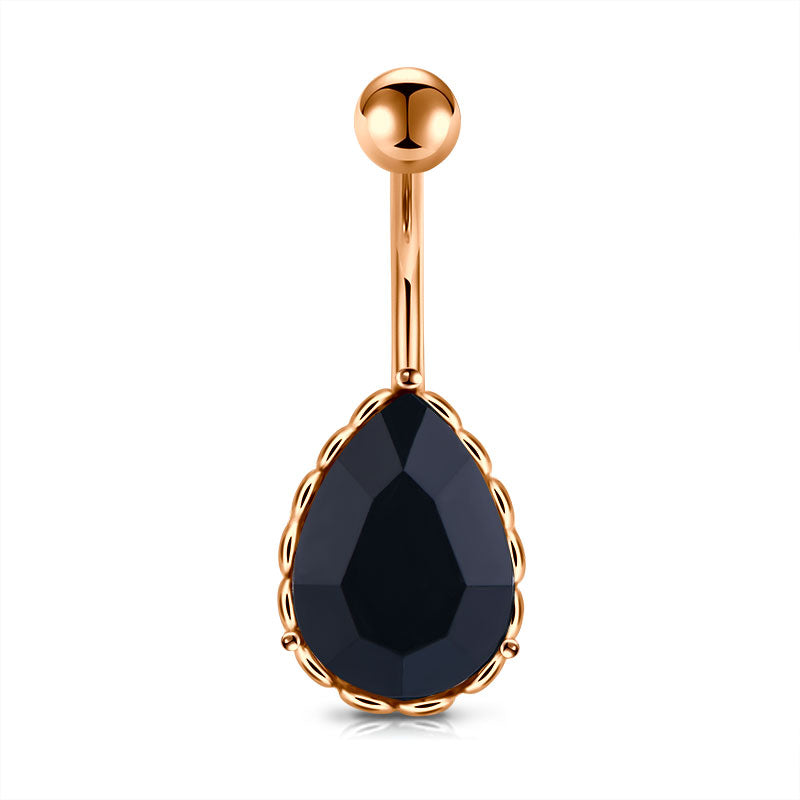 Black Water drop CZ Belly Ring