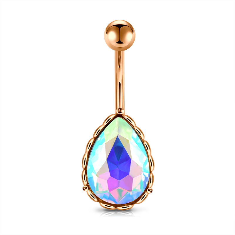 Clear Water drop CZ Belly Ring