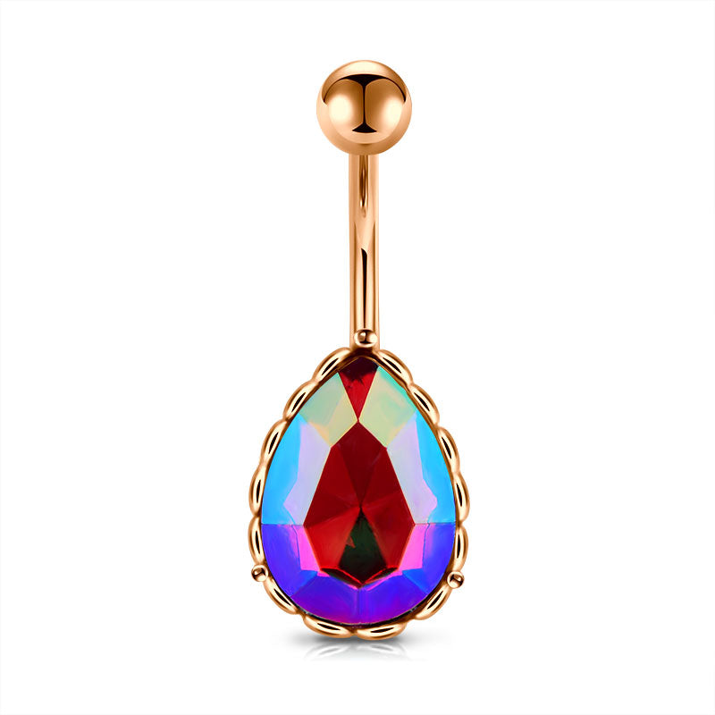 Red Water drop CZ Belly Ring
