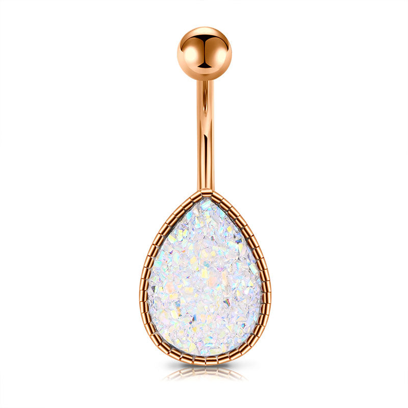 White Sand Glitter Belly Button Ring