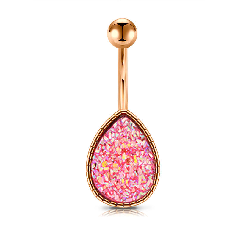 Pink Sand Glitter Belly Button Ring