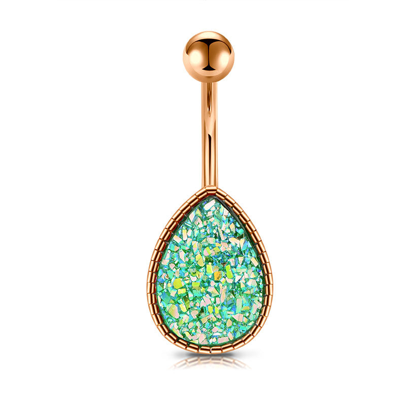 Green Sand Glitter Belly Button Ring