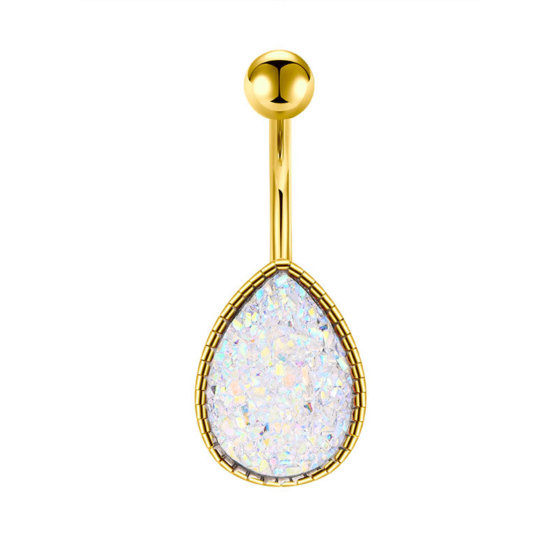 White Sand Glitter Belly Button Ring