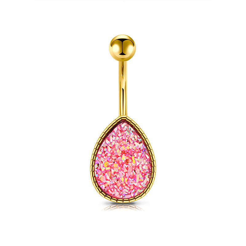 Pink Sand Glitter Belly Button Ring