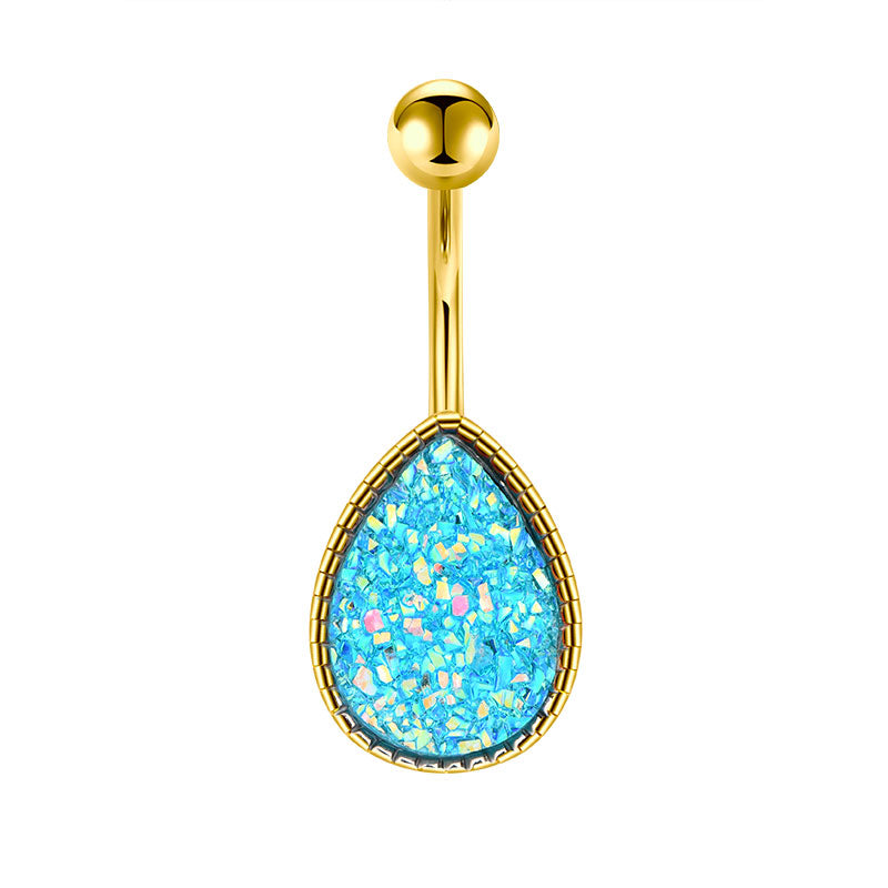 Blue Sand Glitter Belly Button Ring