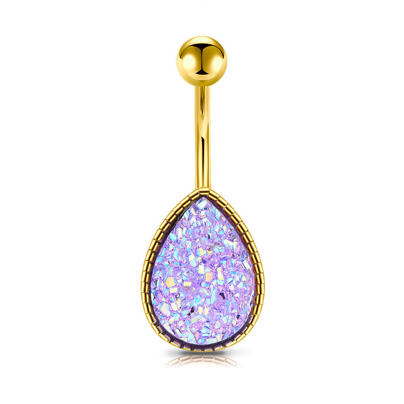Purple Sand Glitter Belly Button Ring