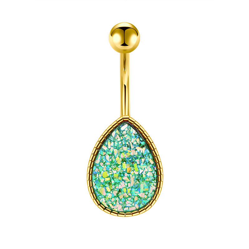 Green Sand Glitter Belly Button Ring