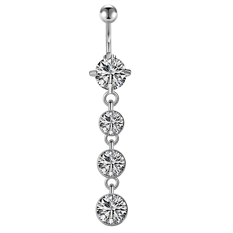 Rose Gold triple CZ belly ring