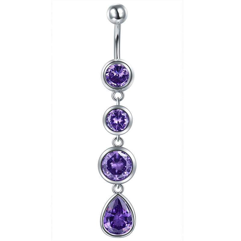 Silver CZ drop dangle Belly Rings