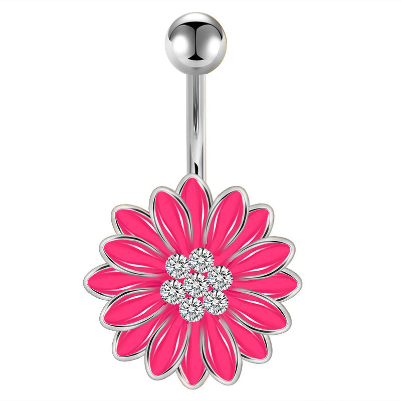 White CZ Daisy Flower Belly ring