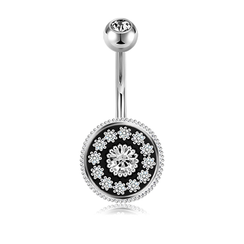 vintage White CZ belly button ring