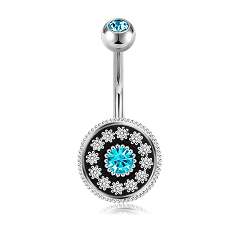 vintage Blue CZ belly button ring
