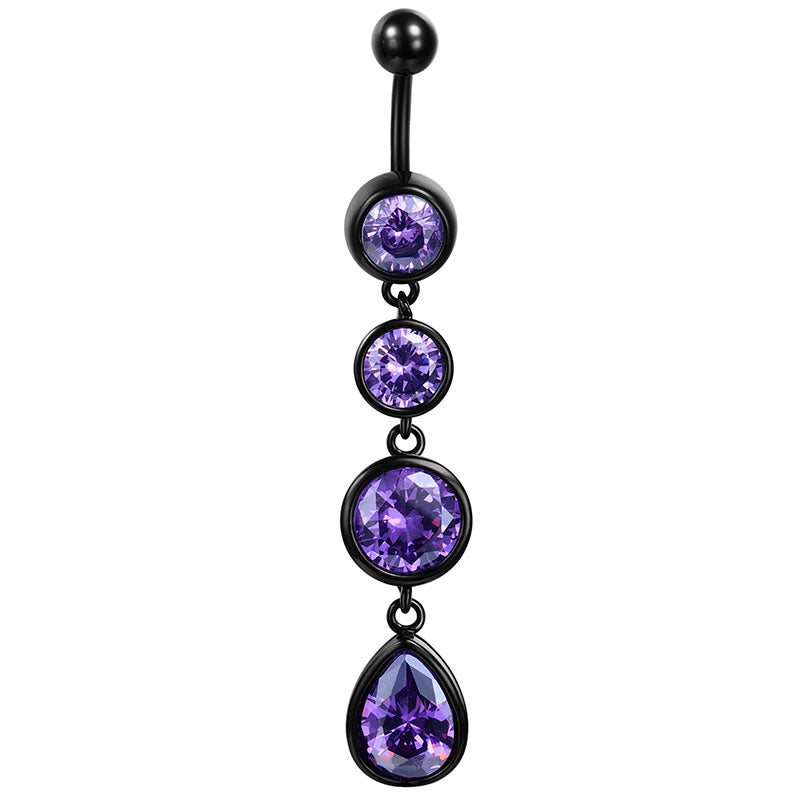 Black CZ drop dangle Belly Rings