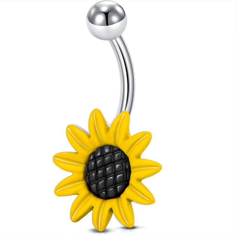 Yellow Acrylic Sun Flower Belly Ring