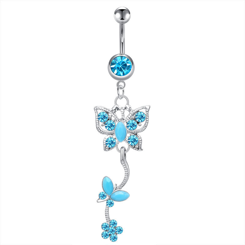 Blue Butterfly Belly Ring