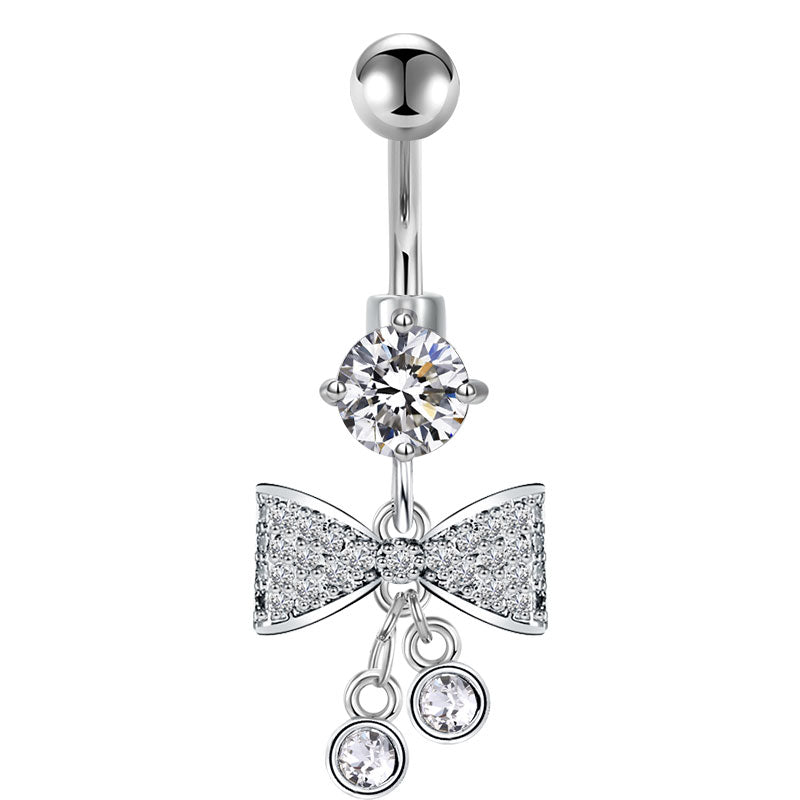 Silver CZ Bow Belly ring
