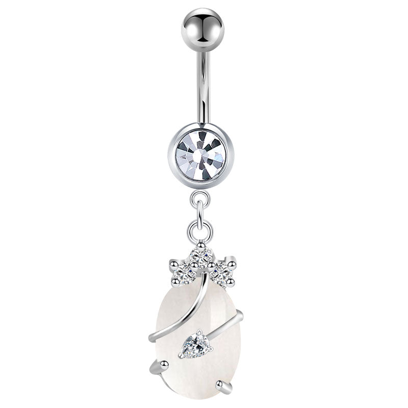Oval Cat Eyes Pendant Belly Ring