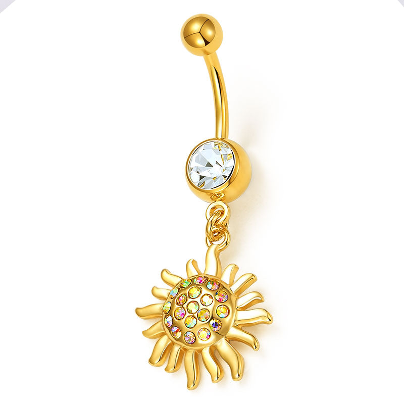 Gold Sun belly ring