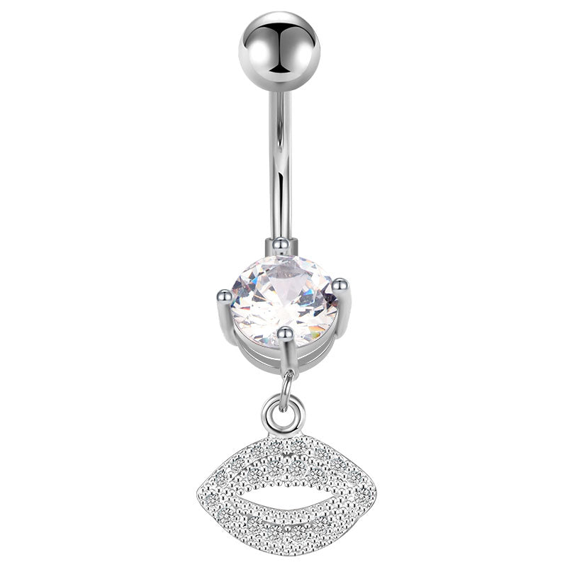 Lip Pendant CZ Belly Ring