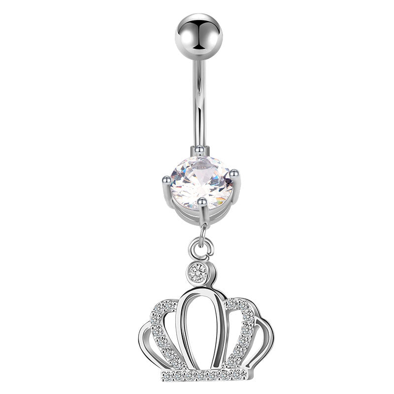 Silver Crown Pandent Belly ring