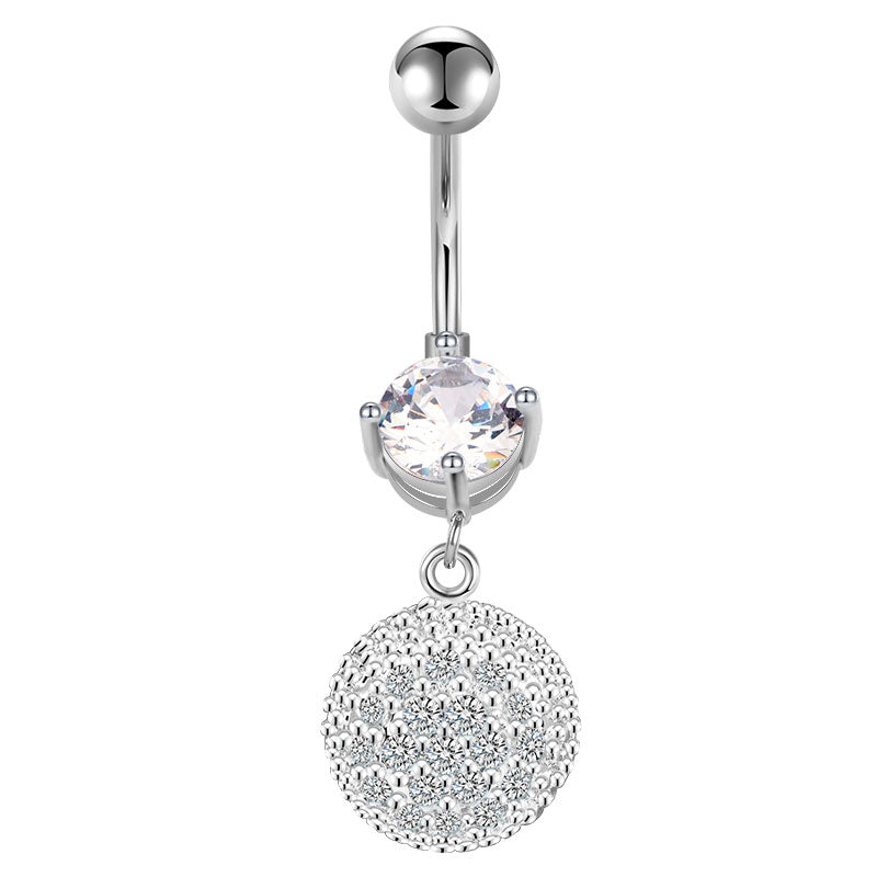 CZ Paved Half ball Belly Ring