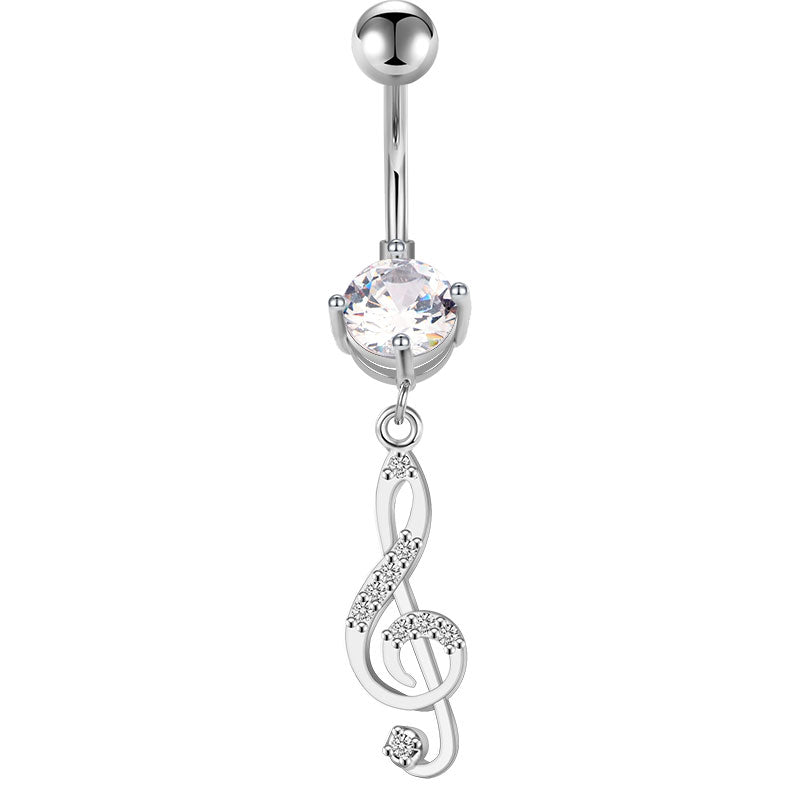 Musical note belly ring