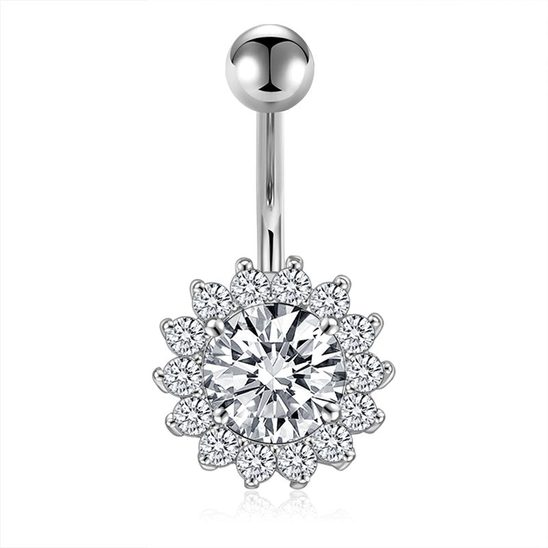 Big Diamond Flower Belly Ring