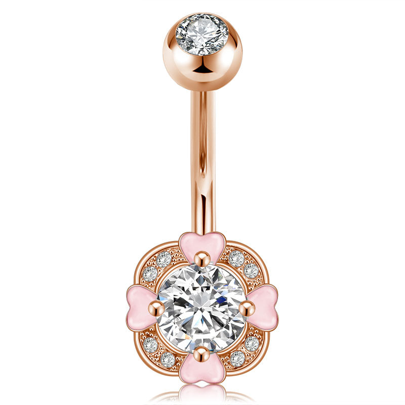 Rose Gold CZ Belly Button Ring