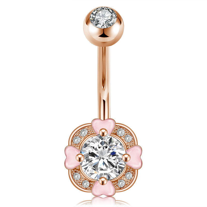 Rose Gold CZ Belly Button Ring