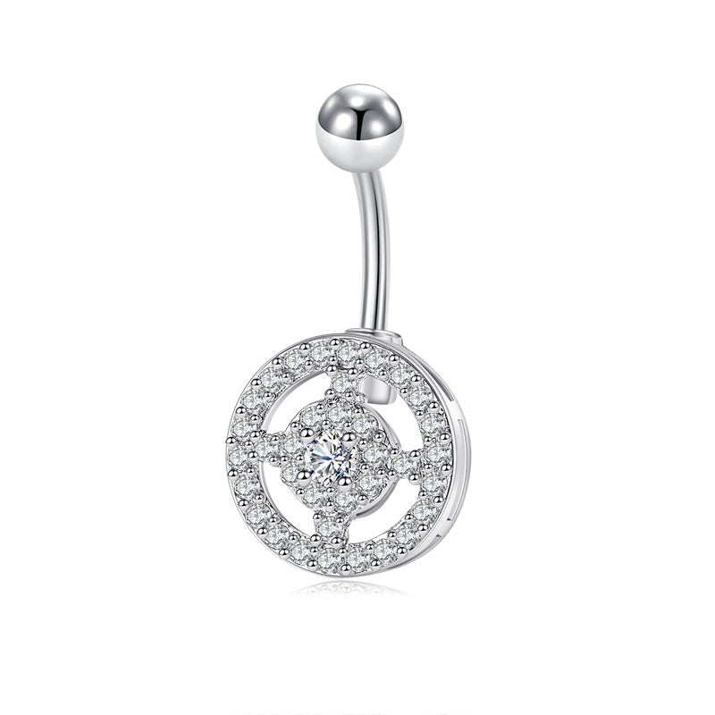 Round cross belly ring