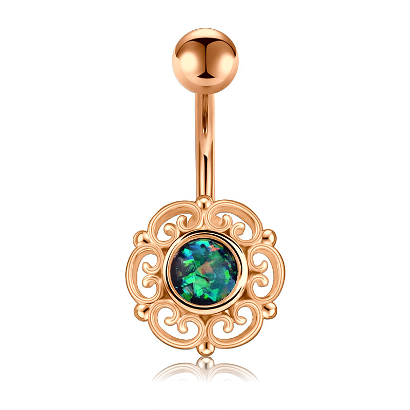 Rose gold mit Dark Green Opal