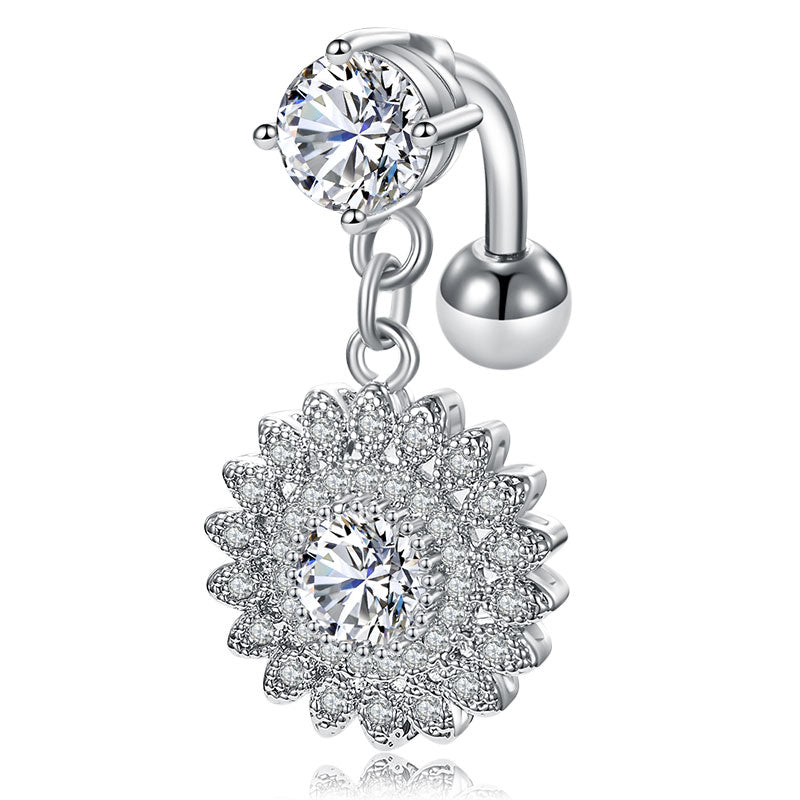 CZ Flower Reserved Belly Rings silver