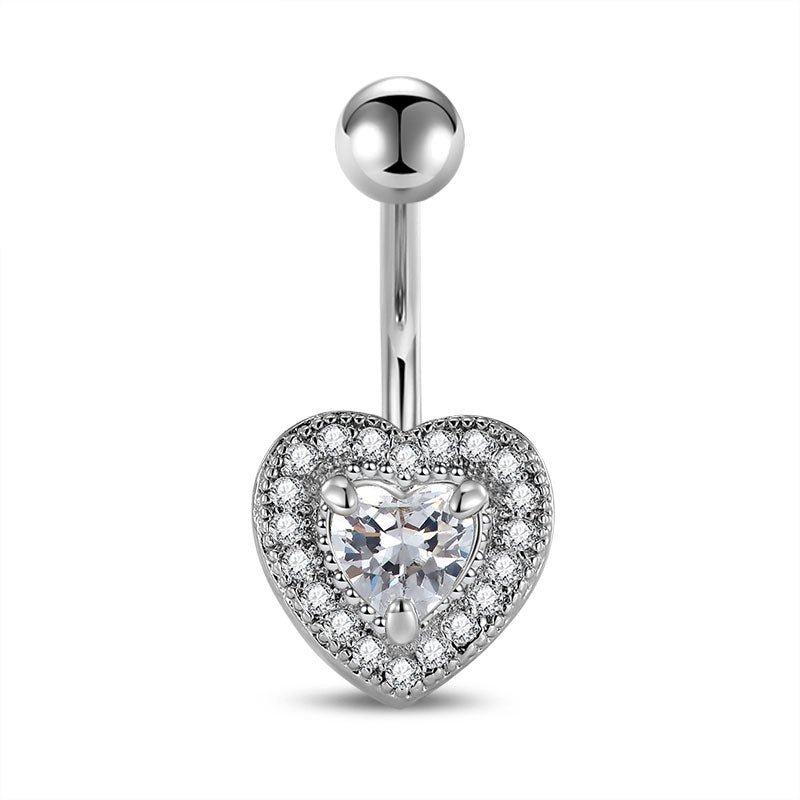 CZ heart belly Ring