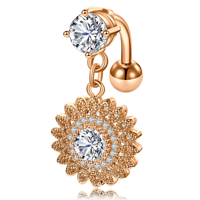 CZ Flower Reserved Belly Rings Rose Gold