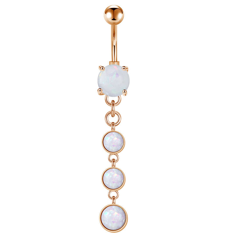Rose Gold triple Opal belly ring