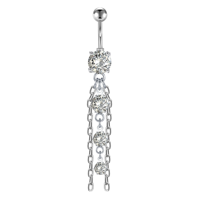 Triple CZ Chain Belly Ring