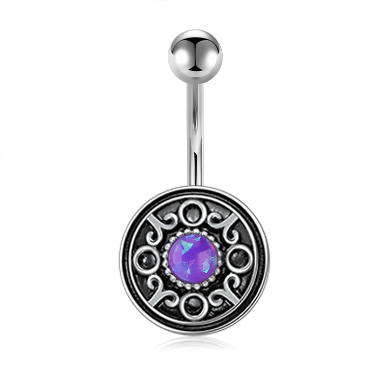 Round belly button ring Purple Opal