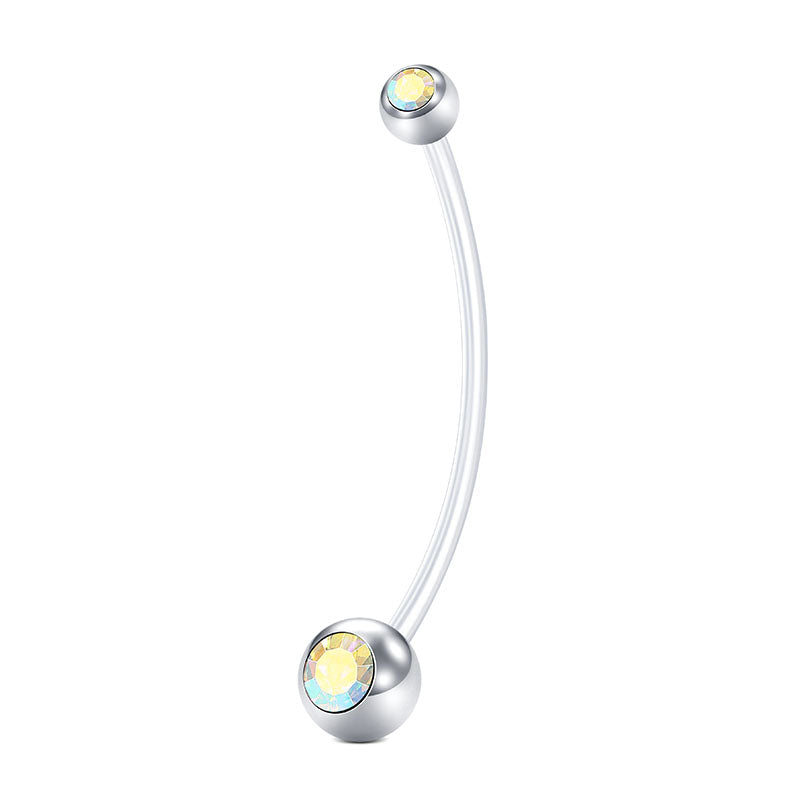 AB Rainbow Pregnancy Belly Rings CZ inlaid 14G 38MM